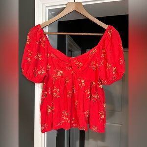 American Eagle Outfitters Coral Floral Top